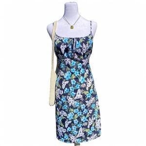 Hawaiian print floral milkmaid dress